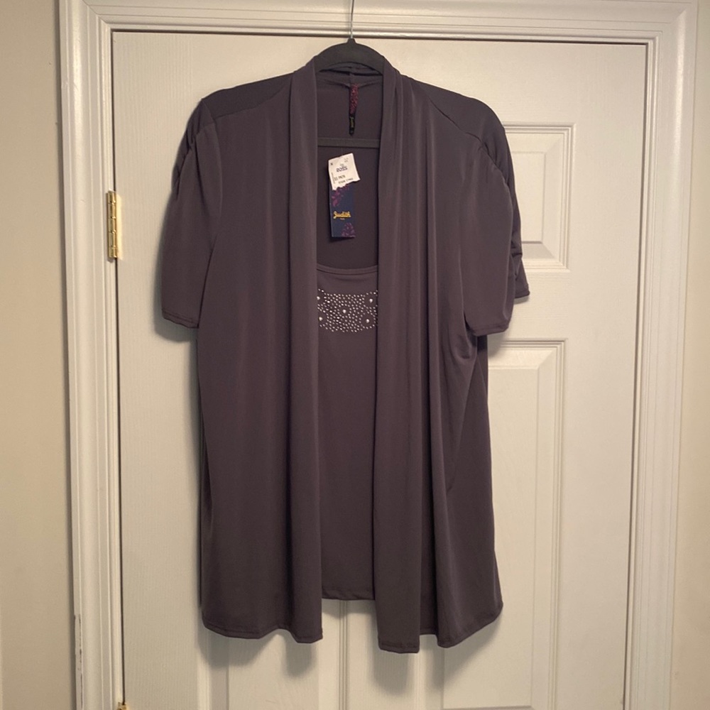 -Brand New Judith Plus size 2X Grey blouse